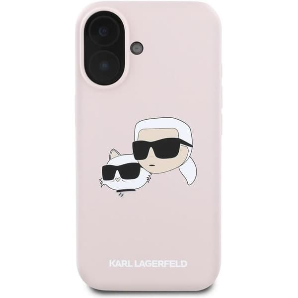 Karl Lagerfeld Flytande Silikon Dubbelhuvud MagSafe Bakskydd för iPhone 16 Rosa