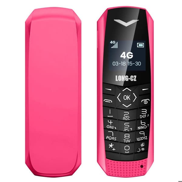 Mini mobiltelefon 4G LTE ultra kompakt, batteritid 5 timmar, fuchsia