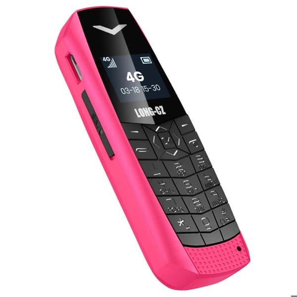 Mini mobiltelefon 4G LTE ultra kompakt, batteritid 5 timmar, fuchsia
