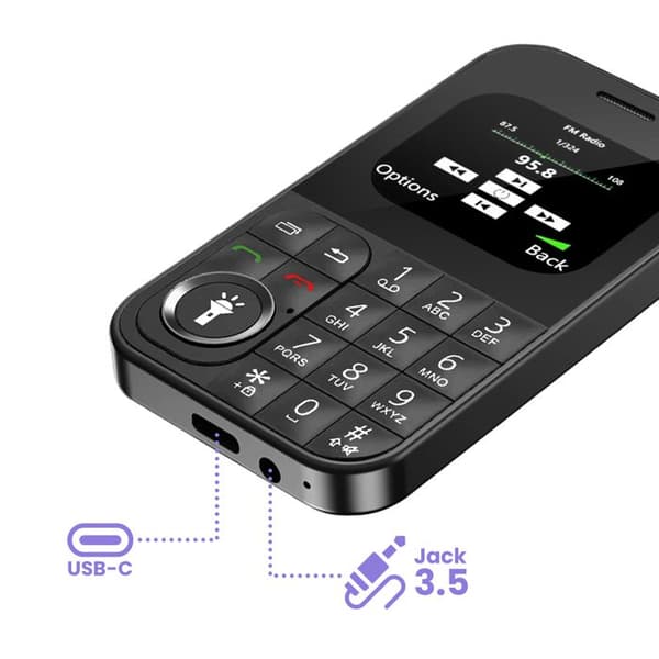 Mobiltelefon med knappar 2,01 tum Dubbel SIM Stil Curve Svart
