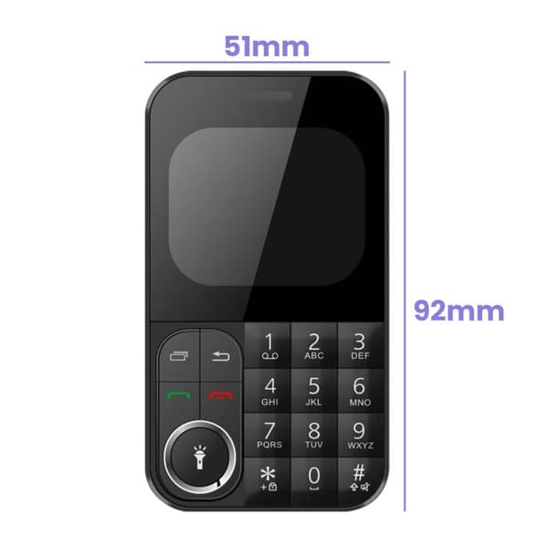 Mobiltelefon med knappar 2,01 tum Dubbel SIM Stil Curve Svart