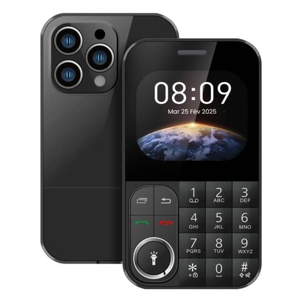 Mobiltelefon med knappar 2,01 tum Dubbel SIM Stil Curve Svart