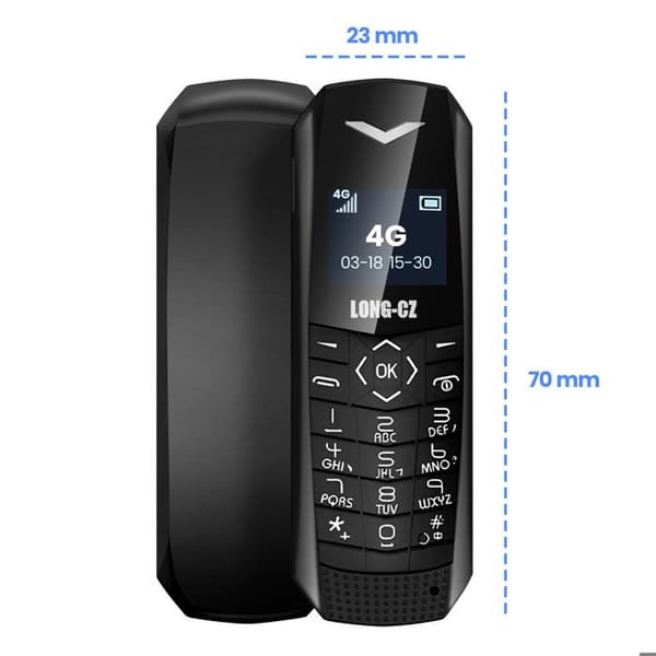 Mini mobiltelefon 4G LTE Ultra kompakt Batteritid 5 timmar Svart