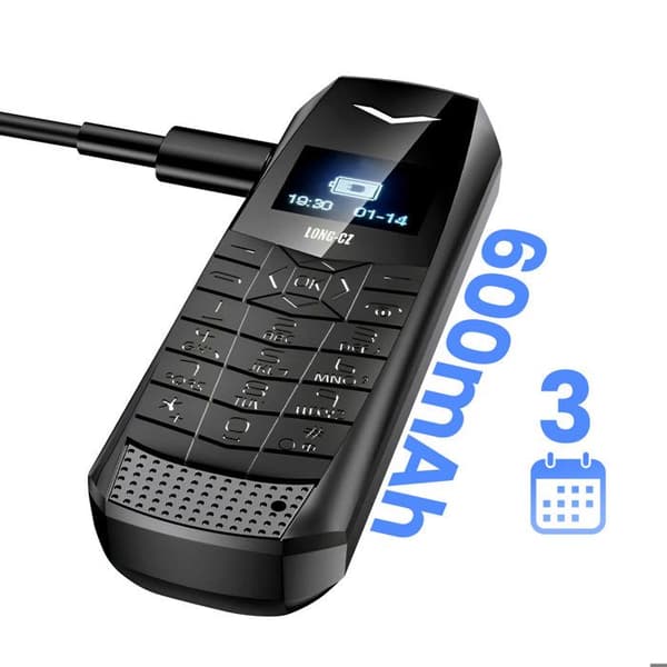 Mini mobiltelefon 4G LTE Ultra kompakt Batteritid 5 timmar Svart