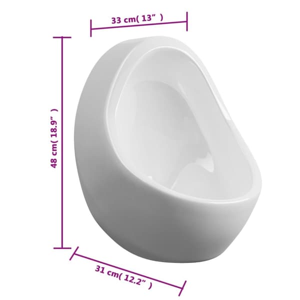 Urinaler - Living væghængt urinal med skylleventil keramisk hvid