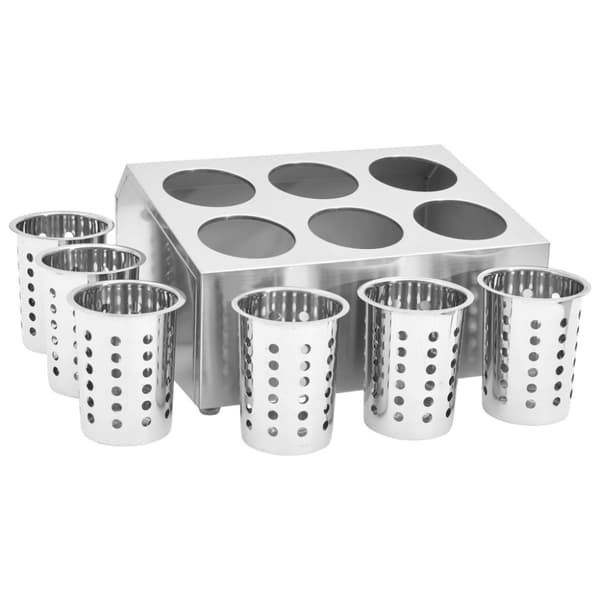 The Living Store bestikholder 6 rum firkantet rustfrit stål -  Bestikbakker