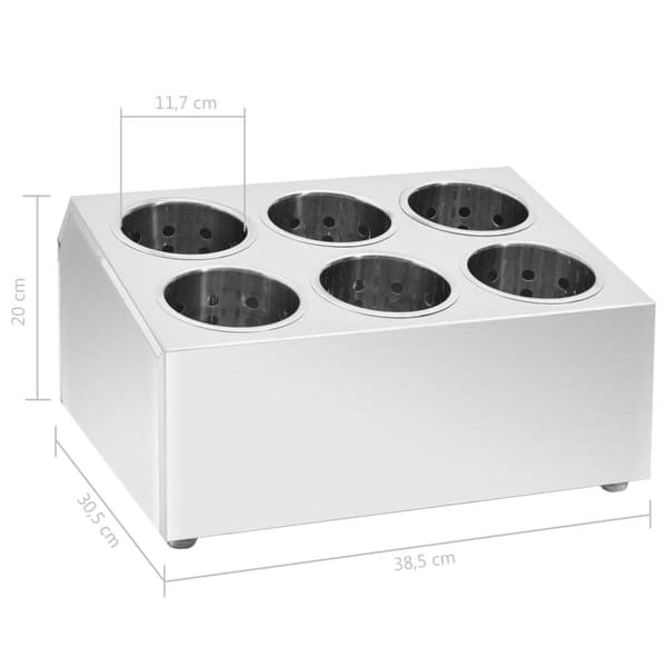 The Living Store bestikholder 6 rum firkantet rustfrit stål -  Bestikbakker