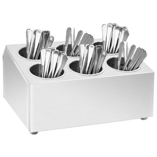 The Living Store bestikholder 6 rum firkantet rustfrit stål -  Bestikbakker
