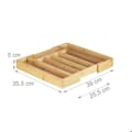 Miniatyrbild 2 av 6: Relaxdays Besticklåda Avdelare Expanderbar låda Variabel bredd 5-7 fack Bambu, 5x40x35cm, Natur/Vit