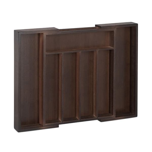 Relaxdays Drawer Bestick Box, Expanderbar, Variabel Bredd, 5-7 fack, Bambu Organizer, 5,5x48,5x37cm, Brun