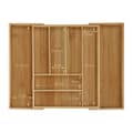 Miniatyrbild 6 av 6: Relaxdays Bestickhållare, bambu, utdragbar, lådor organiserare, avskiljare, HLP 6,5x57,5x43 cm, natur