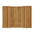 Miniatyrbild 1 av 6: Relaxdays Bestickhållare, bambu, utdragbar, lådor organiserare, avskiljare, HLP 6,5x57,5x43 cm, natur