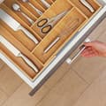 Miniatyrbild 4 av 6: Relaxdays Bestickshållare, bambu, utdragbar, lådorganisatör, 7 till 9 fack, HLP 5x49,5x44,5 cm, natur