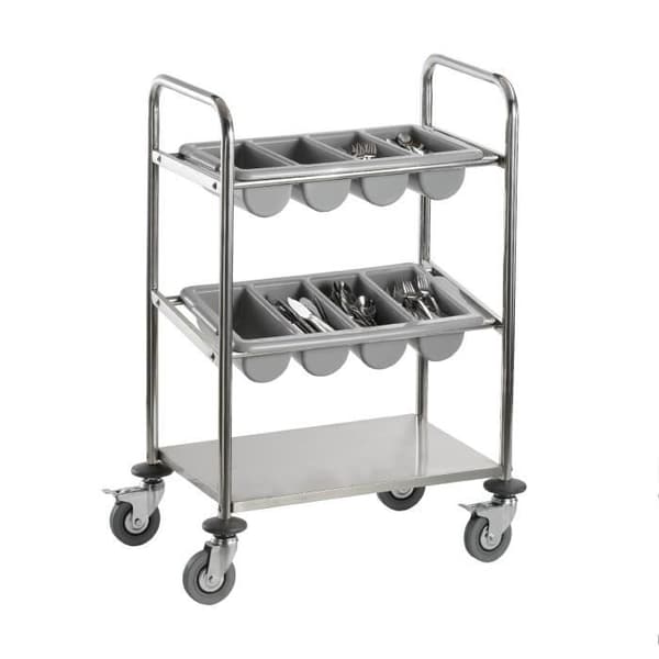 Bestickvagn - INES - Rostfritt stål - 2 korgar - 1 hylla - 4 svängbara hjul