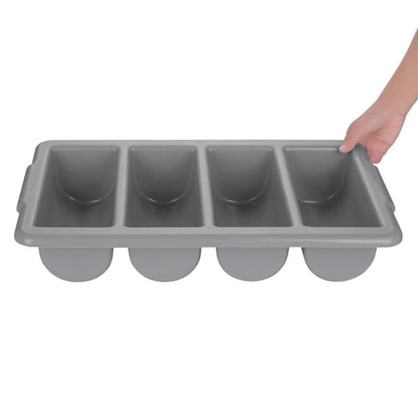Bestickbricka - Kristallon - Stapelbar - Plast - 4 fack - Grå