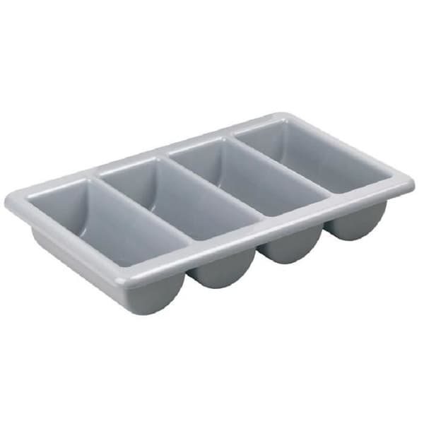 Bestickbricka - Kristallon - Stapelbar - Plast - 4 fack - Grå
