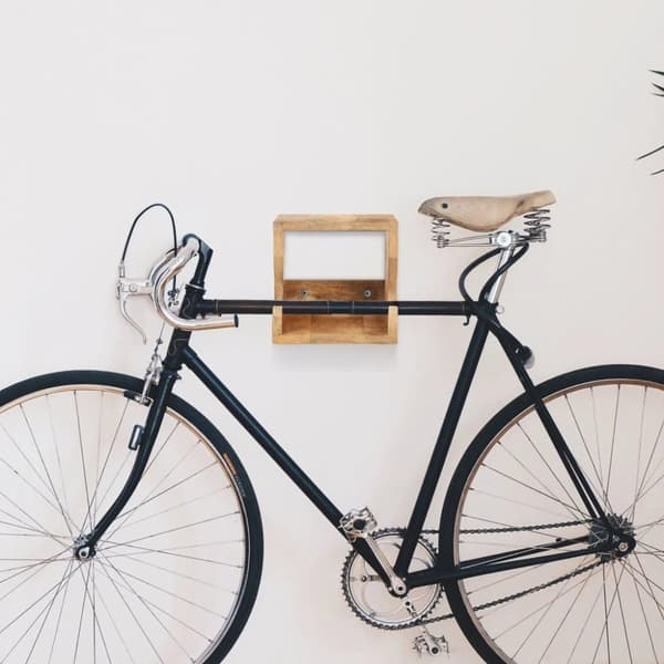 vidaXL Väggmonterad cykelhållare 35x25x25 cm massivt grovt mangoträ