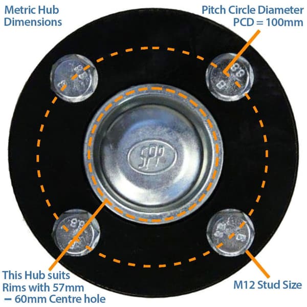 2 - Napa-akselit ja akselipylväät quad ATV perävaunu - 4 stud 100mm PCD 40x40mm nopea nopeus