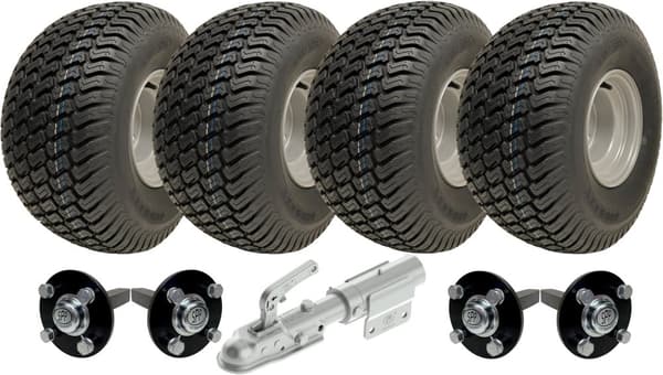 Sæt med 2 - 20x10.00-8 4ply P332 GRASS på 4/100 & nav & stubaksel 4/100 M12stud