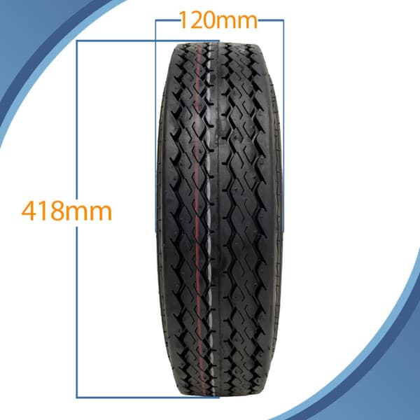 4.80/4.00-8 vejgodkendt højhastighedsfælge og -dæk 338 kg pr. stk. 400 8 6ply 100mm PCD