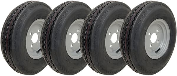 4.80/4.00-8 vejgodkendt, højhastighedshjul 265 kg, 400 8 4ply 4" PCD - sæt med 4