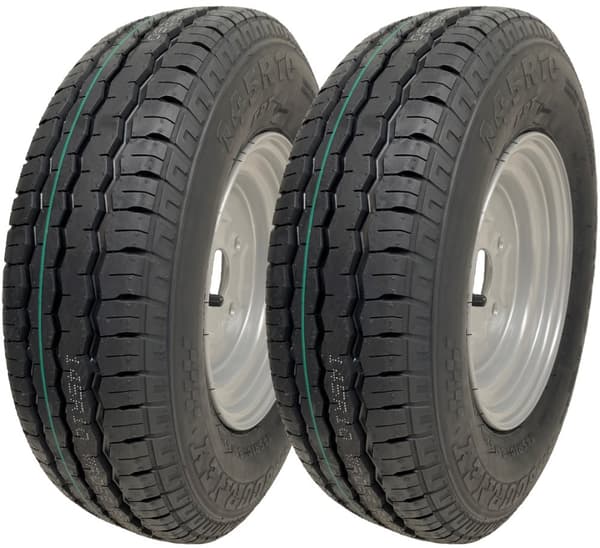 2-10" tommer trailerhjul og -dæk 145R10 6 lag 430 kg 84/82N 4 knopper 100 mm pcd