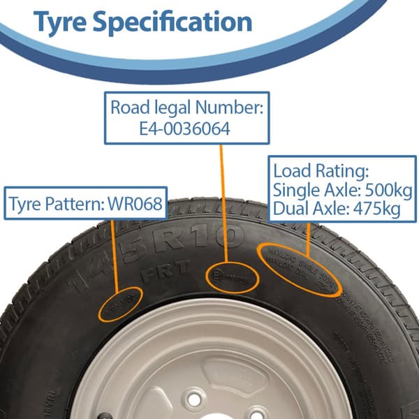 Sæt med 2 - 145x10 Wanda WR068 TRAILERHJUL 4/4"