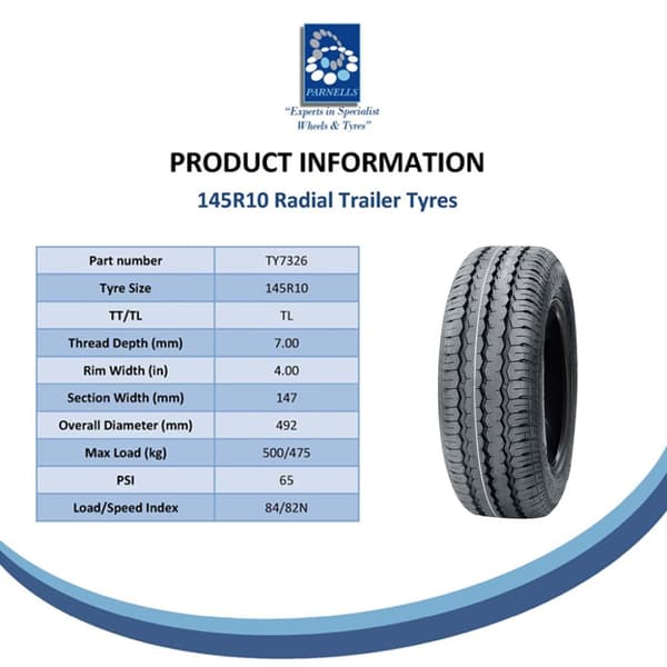 Sæt med 2 - 145x10 Wanda WR068 TRAILERHJUL 4/4"