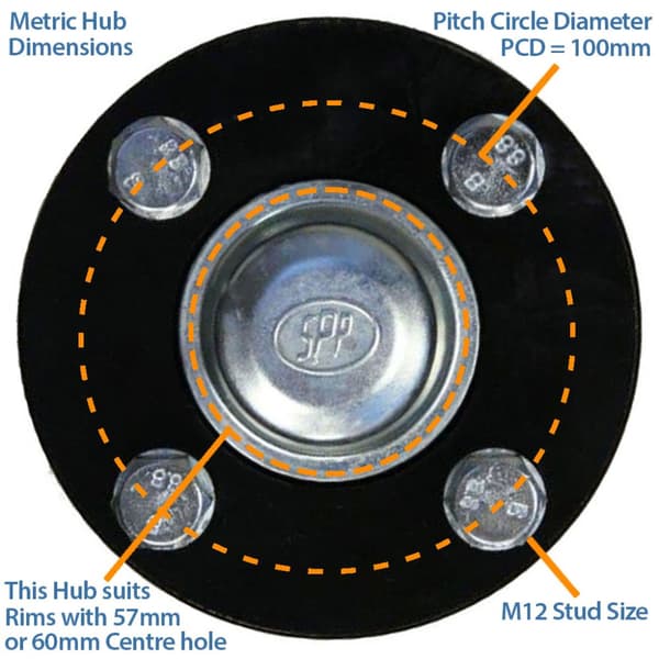 Sats om 4 - 22x11.00-8 4ply P334 UTILITY på 4/100 RIM & nav & stubbaxel 4/100 M12