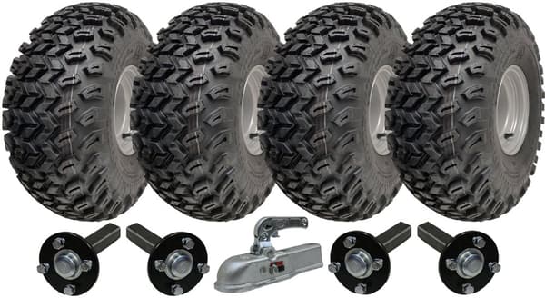 Sats om 4 - 22x11.00-8 4ply P334 UTILITY på 4/100 RIM & nav & stubbaxel 4/100 M12