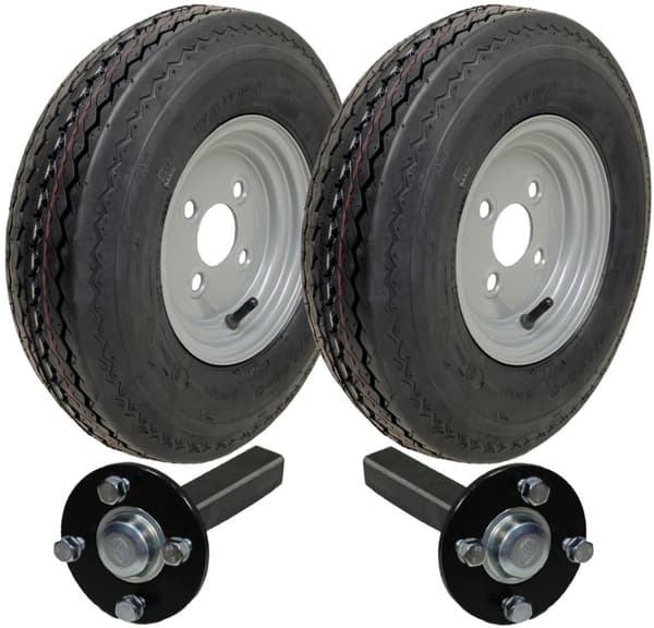 2 kpl:n sarja - 4.00x8 4ply P811Trailerin pyörä 4/100mm & napa & akselin kanta 4/100 M12 whe