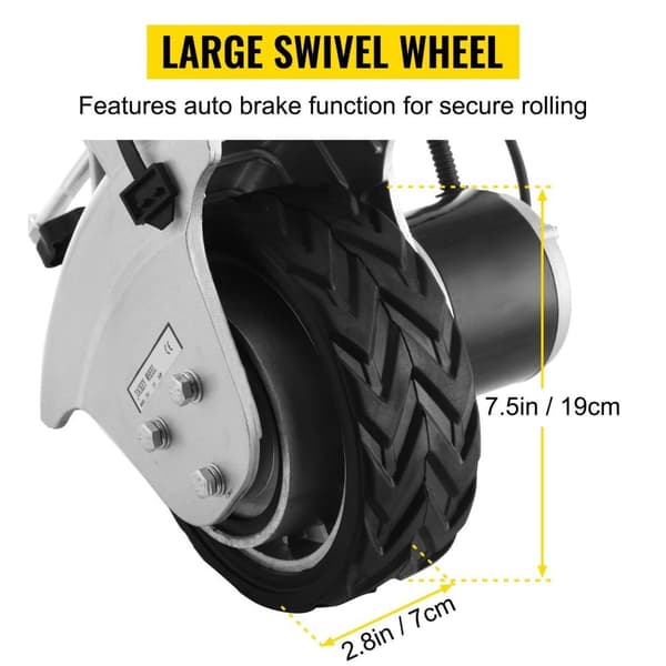350W 2270kg 190mm däckdiameter mångsidigt motoriserat jockeyhjul, lättanvänd