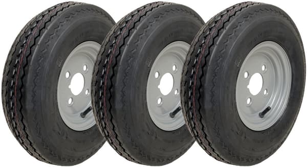 4.80/4.00-8 perävaunun pyörät 6ply High Speed Road Legal 345kgs 4" PCD (3 kpl) (sarja)