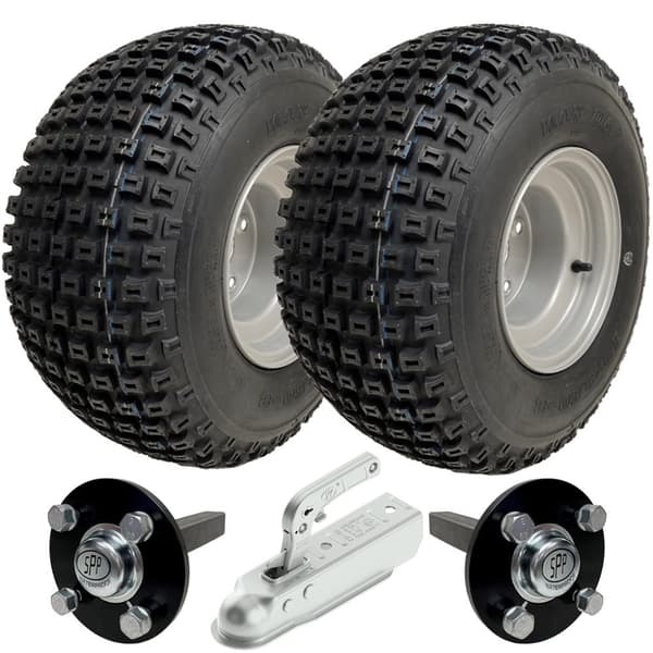 18x9.50-8 ATV Quad Trailer Kit Knobby Wheels Hub & Stub Axles Hitch 204kg Load
