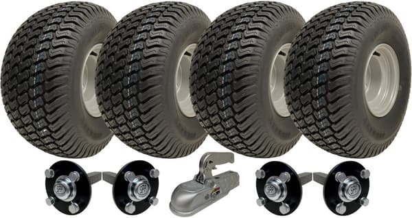 20x10.00-8 ATV-trailersæt med dobbeltaksel Hjul, stubaksler, træk, vejgodkendt 1800 kg
