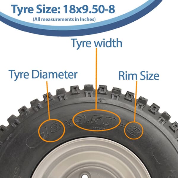 18x9.50-8 ATV Quad Trailer Kit Knobby Wheels Hub & Stub Axles 204kgs Capacity