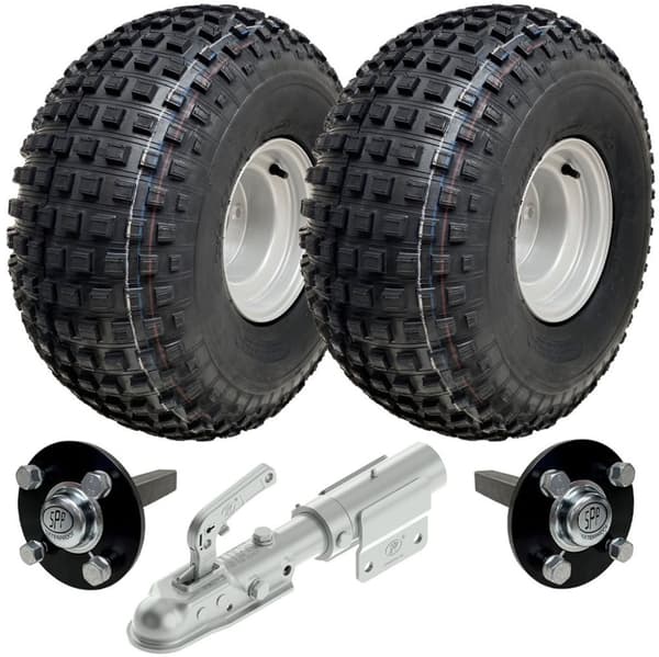 22x11.00-8 Knobby ATV Quad Trailer Kit Wheels Axles Swivel Hitch Max Load 310kgs