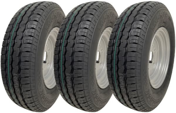 145R10 Trailerdæk og -fælge 4x100mm PCD 84/82N Belastningskapacitet 500kg (sæt med 3)
