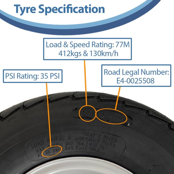 20.5x8.0-10 Trailerhjul 100mm PCD Wanda P815 Road Legal 412kg Load (sæt med 3)