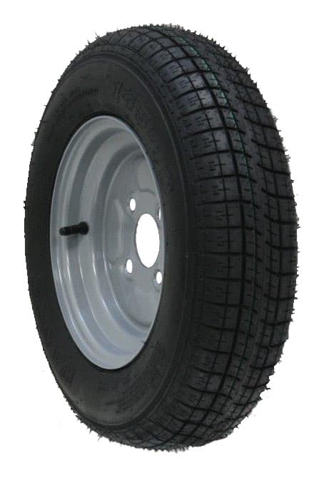 Sæt med 4 - 145x10 Wanda WR068 Trailer Wheel 4/100mm & Hub & Stub Axle 4/100 M12 Wheel Bolt 35x35mm Hi Speed & Alko 750 kg Presset Hitch
