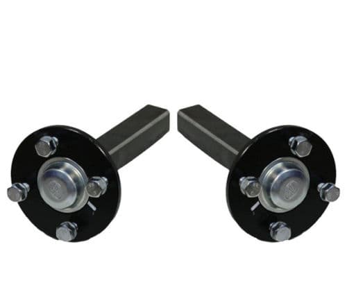 Sæt med 4 - 145x10 Wanda WR068 Trailer Wheel 4/100mm & Hub & Stub Axle 4/100 M12 Wheel Bolt 35x35mm Hi Speed & Alko 750 kg Presset Hitch
