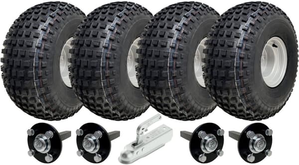 Tvåaxlig ATV Quad Trailer Kit 620 kg 22x11.00-8 Wanda Knobby Wheels & Dragkrok