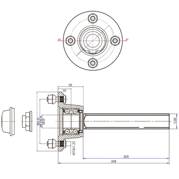 Napa & Stub Axle ATV Quad Trailer High Speed 4 Stud 4 tuuman PCD 35mmx35mm 375kgs