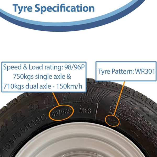 195/55R10C Wanda WR301 Trailerhjul 4 x 100 PCD High Speed 750 kg (sæt med 3)