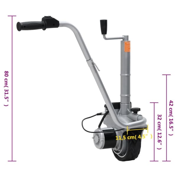 The Living Store Motorisoitu peräkärryn nokkapyörä alumiini 12 V 350 W -  Trailerit & peräkärryt