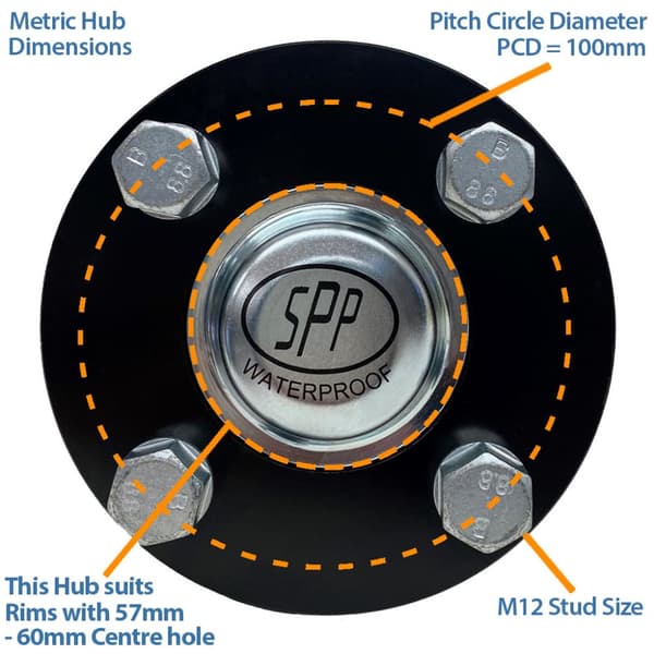 20x10.00-8 ATV Trailer Kit Wanda P332 Grass Wheels Hub & Stub Axles, Hitch 750kg