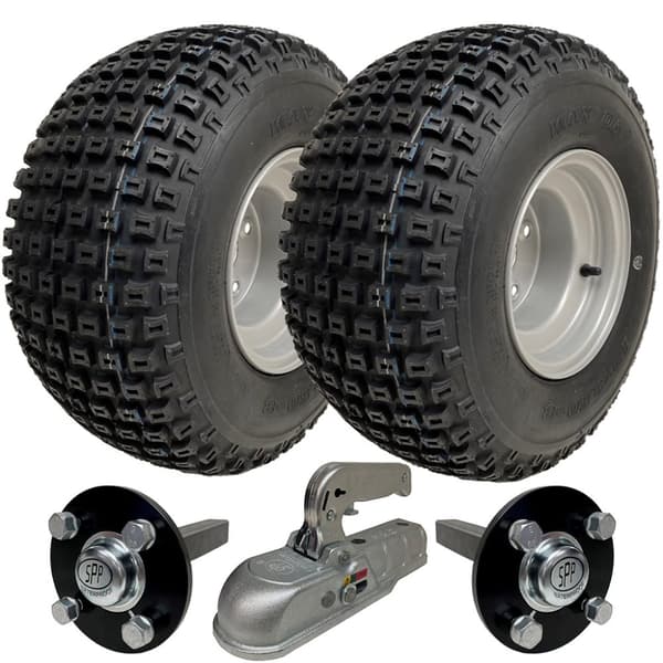 18x9.50-8 ATV Quad Trailer Kit, Knobby Wheels Hub & Stub Axles Cast Hitch 204kgs
