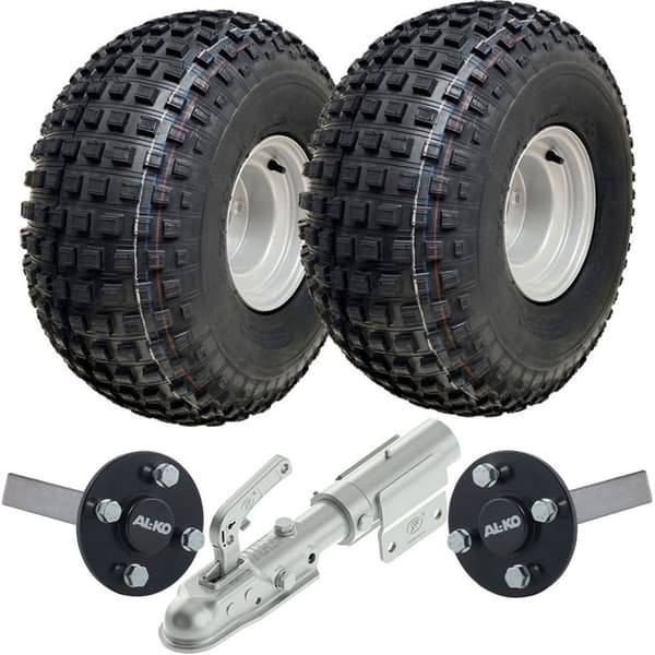 22x11.00-8 Knobby ATV Quad Trailer Kit Wheels Axles Swivel Hitch Max Load 310kgs