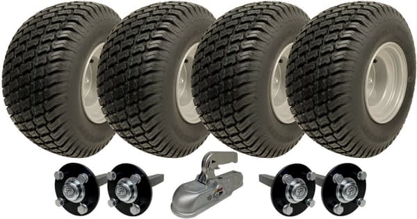 18x8.50-8 Twin Axle ATV Grass Trailer Kit Wheels Hub & Stub Axles + Hitch 1500kg