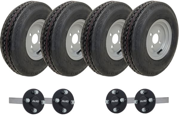 4.80/4.00-8 Twin Axle Trailer Kit High Speed Road Legal Wheels & ALKO Stub Axles
